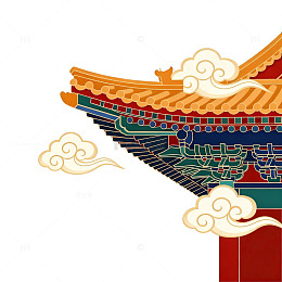 传统中式建筑屋檐插画