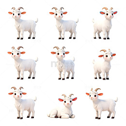 可爱山羊角色动画素材集