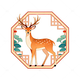 古风鹿艺术插画