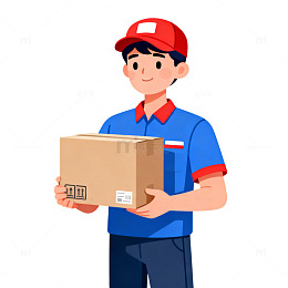 快递员蓝色制服送货服务图片