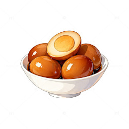 卡通风格卤蛋美食插画