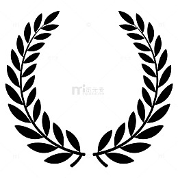 简约黑白色调月桂花环矢量图案