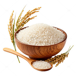 木碗大米稻穗食材图片