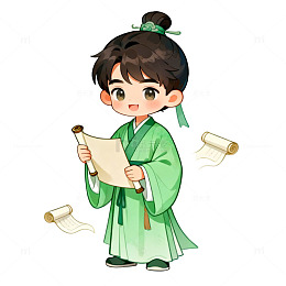 古风小书生卷轴插画