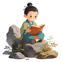 古风儿童阅读插画