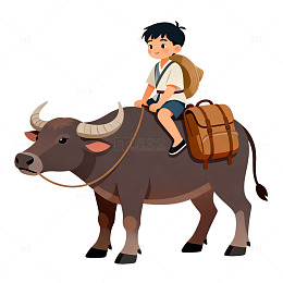 童趣插画水牛背少年
