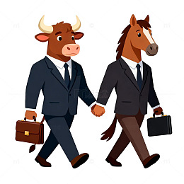 商务牛马合作卡通插画