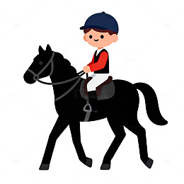 卡通骑马少年矢量插画