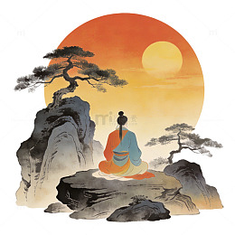 古风山水人物画