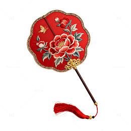 中国风圆形刺绣团扇饰品