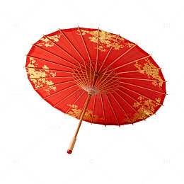 传统红色花纹纸伞装饰素材
