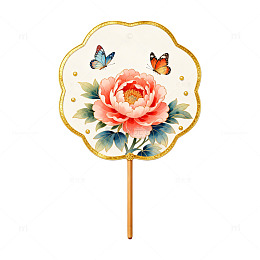 牡丹扇子装饰画