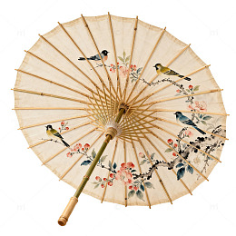 古风花鸟油纸伞手绘图案