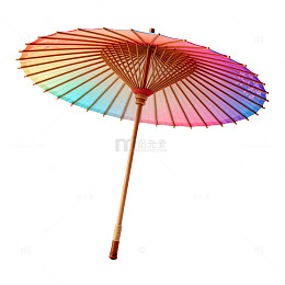 彩虹传统纸伞插画素材