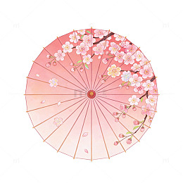樱花和伞水彩画