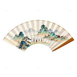 古风山水扇面画