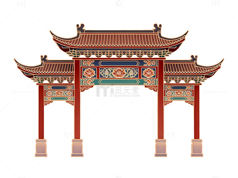 传统中式牌坊图案设计元素
