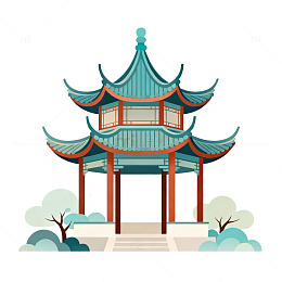 中国风传统建筑插画
