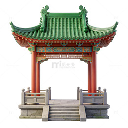 中国传统牌坊建筑模型