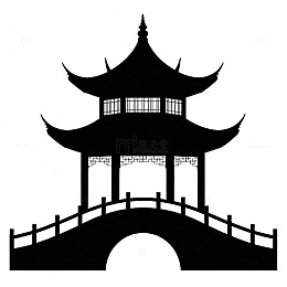传统中国建筑剪影图案