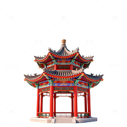 中国传统亭子建筑模型