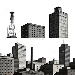 城市建筑黑白照片