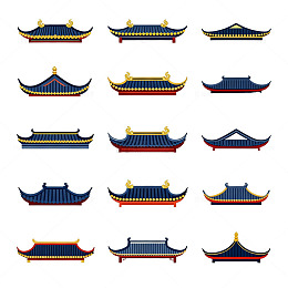 传统中式屋檐图案插画素材