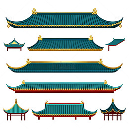 传统中式屋檐图案矢量素材