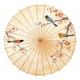 古典中国风鸟语花香伞面图案