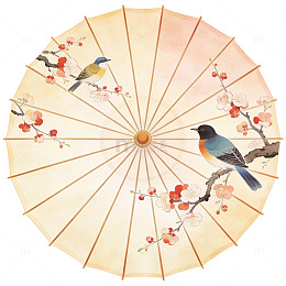 传统中国风鸟语花香伞面图案