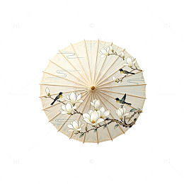 古风花鸟油纸伞图案设计素材