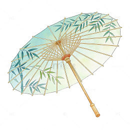 古风竹叶油纸伞装饰元素