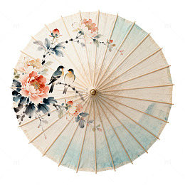 淡雅花卉油纸伞装饰图案设计素材