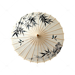 中国风竹叶蝴蝶纸伞设计素材