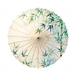 淡雅竹叶纸伞装饰画