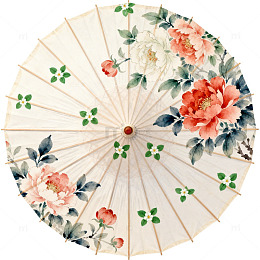 古典中国风花卉纸伞设计素材