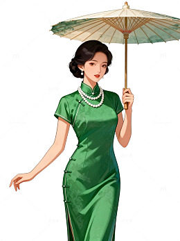 旗袍女性插画设计素材