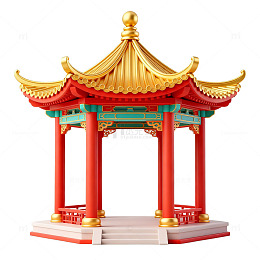 中国传统亭子建筑模型