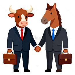 商务牛马合作卡通插画