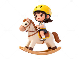 卡通骑马小孩3D模型