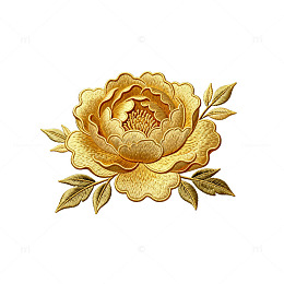 金线刺绣牡丹花纹样图案