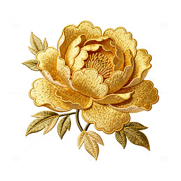 金色牡丹刺绣图案