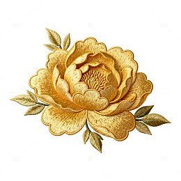金色牡丹刺绣图案设计素材