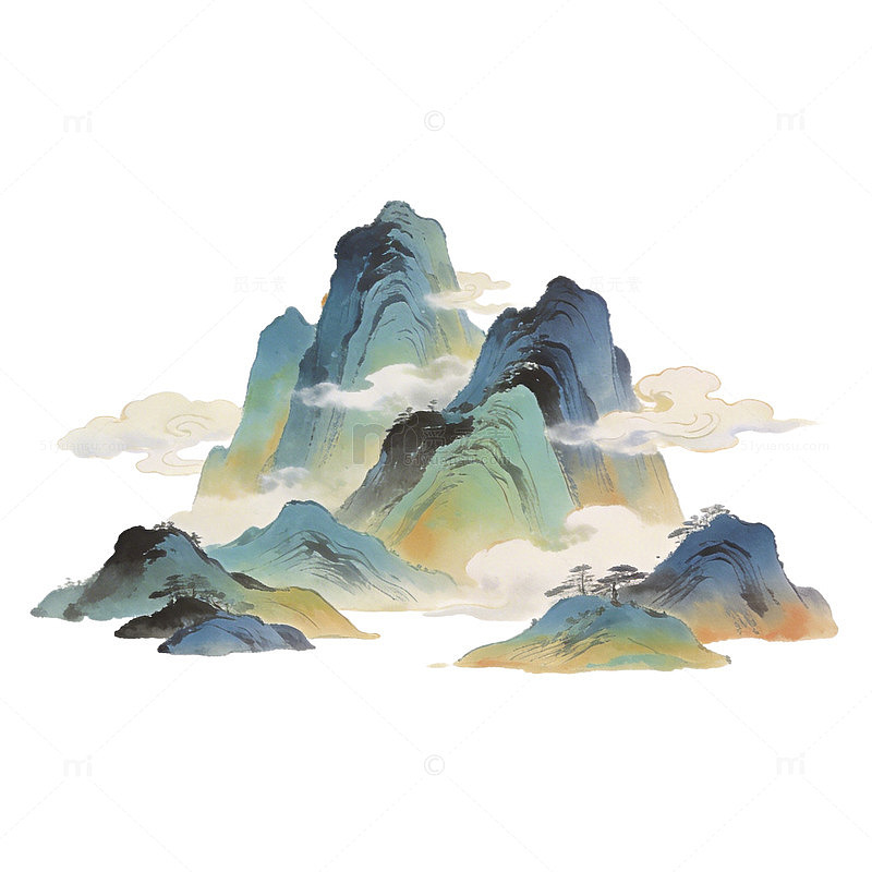 水墨山水中国风绘画