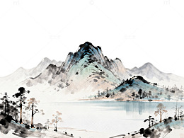 水墨山水画风光国画作品