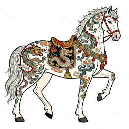 彩绘马匹插画