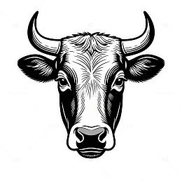 黑白牛头插画艺术图片