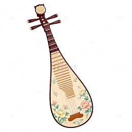 古典琵琶乐器插画素材
