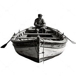 黑白钓鱼船怀旧图片