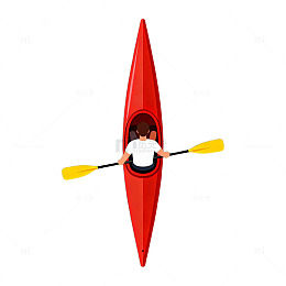 红色皮划艇划船图